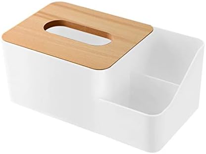 קופסת רקמות שולחן עבודה רב -פונקציונלית פשוט קופסת נייר עץ עץ ביתי עם תאי שלט רחוק תאים נייר מכתבים לאחסון רקמות קופסת
