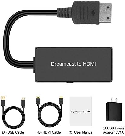 Sega Dreamcast ל- HDMI Converter תומך 16: 9/4: 3 מיתוג, תקע והנגן כבל HD HDMI עבור Sega Dreamcast