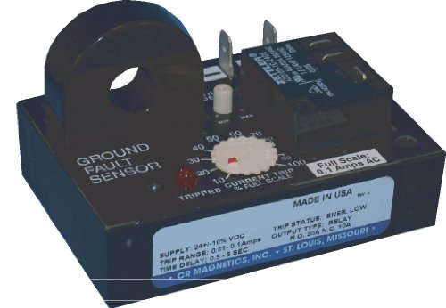 CR Magnetics CR7310-LL-24D-660-A-CD-ELR-I ממסר חיישן תקלות קרקע עם שנאי פנימי, 24 VDC, תפס בטיול נמוך, 6.0