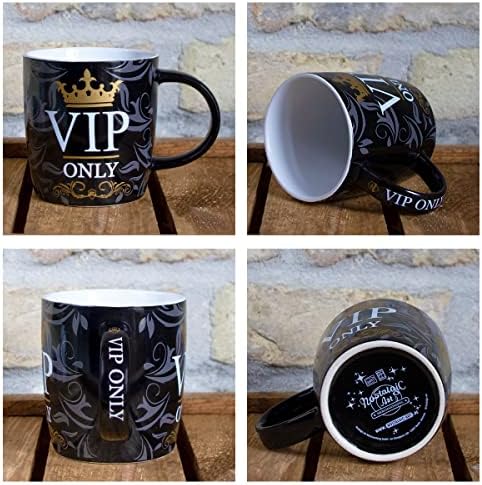 ספל קפה רטרו נוסטלגי-אמנות, VIP בלבד-רעיון מתנה לאנשים מיוחדים, כוס קרמיקה, עיצוב וינטג 'מצחיק עם אמירה, 11.2 גרם