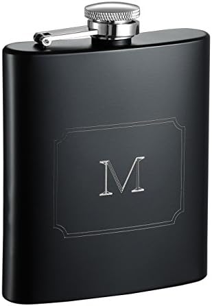 ויסול רייבן אישית בקבוק עם ראשוני חקוק, מונוגרמה מ', שחור