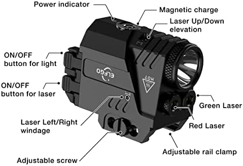 משולבת לייזר אור של אלפגו אור, 650 פנס טקטי פנס טקטי לייזר אור קרן קומבו טעינה מגנטית, 3 ב 1 סטרוב לייזר אור נשק אור לתותחים
