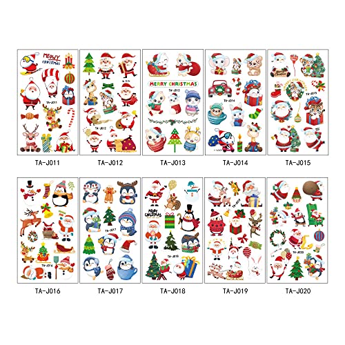116 מחשבים לחג המולד קעקועים זמניים לילדים, סנטה קלאוס עץ חג המולד שלג איש שלג אטום מדבקות קעקוע למסיבת חג מולד שמח