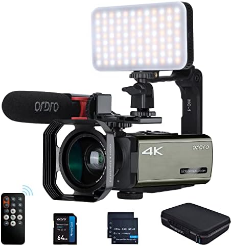 Ordro Livestream מצלמת וידאו 4K AX60 UHD מצלמת וידיאו עם זום אופטי 3.5 מסך IPS HD 1080P 60FPS 4K HD הקלטת וידאו הקלטת וידאו