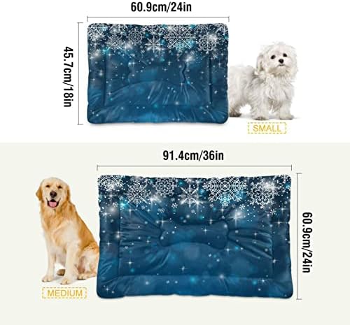 מיטת חיות מחמד של פתית שלג כחולה של שיגואה, מזרן מחמד רך של כלב רך מיטת חתול לכלבים וחתולים גדולים בינוניים, 24 x 18 אינץ '