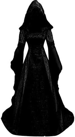 צפותים מימי הביניים שמלה, נשים בציר סלעית מכשפה גלימת שמלת חצוצרת שרוול מימי הביניים חתונה שמלת ליל כל הקדושים קוספליי