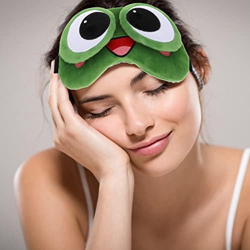 Exceart 1pc מצויר מקסים עין שינה, צפרדע ירוקה מצליעה מצליעה מעיניים טלאי עיניים מכסה שינה כיסוי עיניים לילדים בני