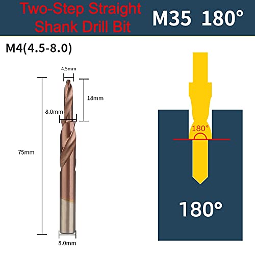 M35 HSS-CO COBALT דו-שלבי דו-שלבי שלב מברג מנגן טוויסט טוויסט מקדח מקדח לקידוח אל חלד וצימום