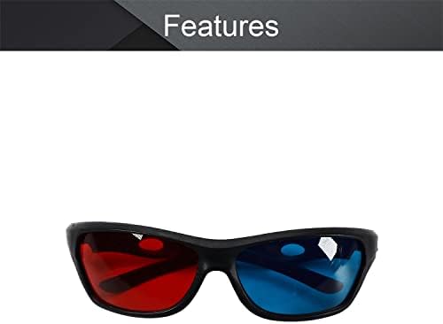 3 יחידות אדום-כחול 3 משקפיים, 3 משקפיים משחק הסרט מסגרת פלסטיק שחור שרף עדשה, 3 משקפיים בסגנון עבור 3 משחקים סרטים, 3 משקפיים