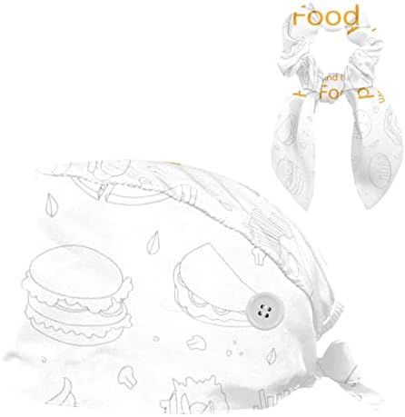 כובעי עבודה של Food-01 עם כובעי כפתורים עם כפתורים עם רצועת זיעה ושיער קשת משובש
