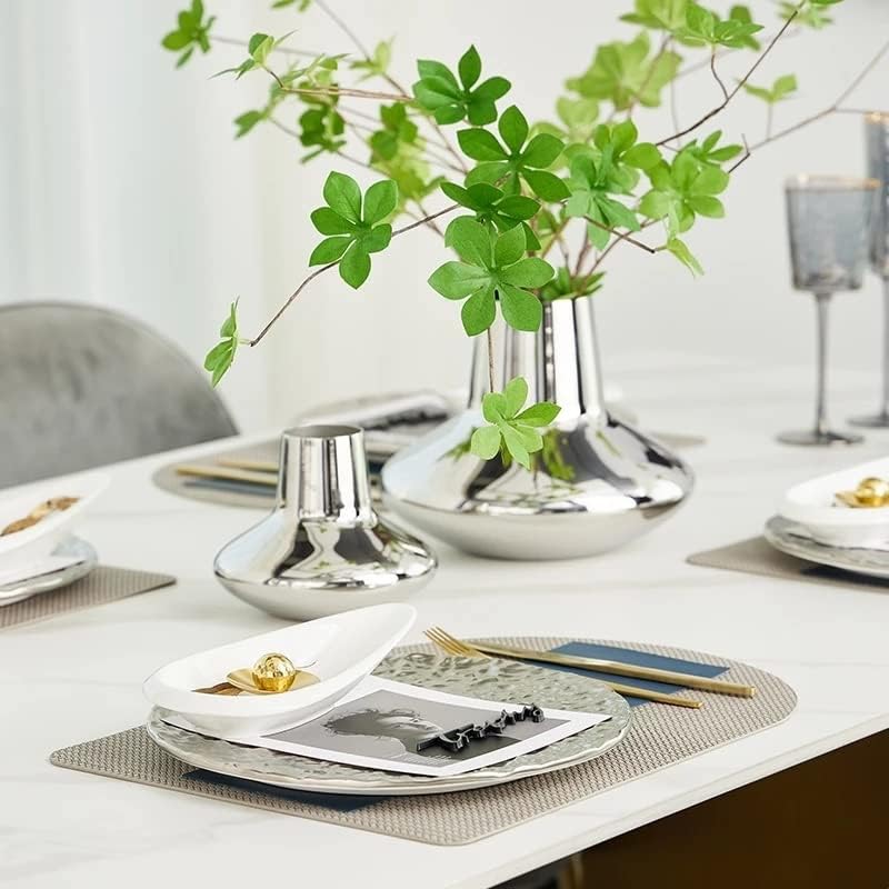 כלי שולחן כלי שולחן מלאים סט משטח לבן בצורת טיפה קרמיקה חמאה כלי אוכל מטבח מטבח דקורטיבי צלחת סטייק קרמיקה לבנה כסוף
