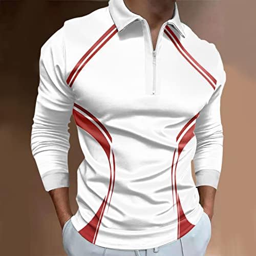 חולצות פולו לגברים של Dsodan Beuu צוואר, סתיו חורף שרוול ארוך טלאים טלאים טלאים גולף חולצה מעצבת שרירים מזדמנים
