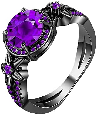 2023 טבעת זירקון סגולה מעודנת לנשים טבעת אירוסין מתנות תכשיטים טבעת לילד