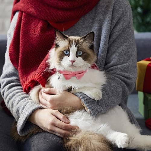 4 יחידות קטיפה חתול קולרים חמוד חתול עניבת פרפר צווארון עם פעמון בדלני חתול צווארון להסרה עניבת פרפר בטיחות