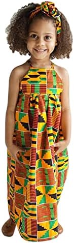 1-5 סגנון שמלת נסיכה מסורתית ללא שרוולים תלבושות פעוטות אפריקאיות.