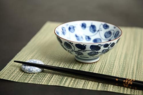 סט כלי חרס יפני של מינו - קערות אורז יפניות מסורתיות - קערות אסייתיות כחולות ולבנות - קערות צבועות ביד - קרמיקה יפנית