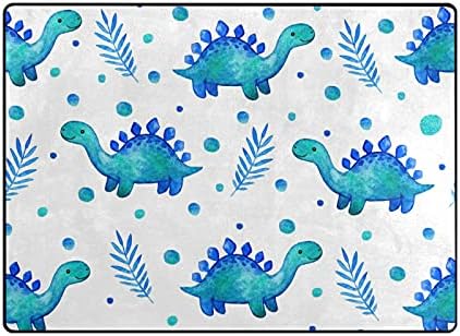דינוזאורים כחולים בצבעי מים שטיחים שטיחים גדולים של שטיחי פליימט שטיחים לילדים משחק חדר שינה חדר שינה 63 x 48 אינץ ', שטיח