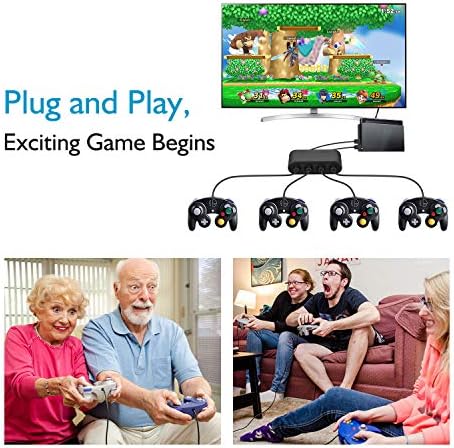 מתאם בקר קוביית משחק Moko למתג, 3 במתאם בקר 1 GC עם 4 יציאות למתג Nintendo, Wiiu, PC - שחור
