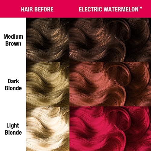 צבע שיער ורוד אבטיח חשמלי מאניה פאניקה-מתח גבוה קלאסי - צבע שיער חצי קבוע-גוון ורוד ניאון-זוהר תחת אורות שחורים-טבעוני,