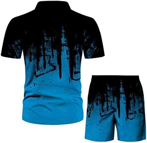 XZHDD Mens 2 חלקים תלבושת הוואי קובעת כפתור שרוול קצר בקיץ למטה סט ספלאש-דיו-דיו חולצות חוף מכנסיים קצרים מזדמנים