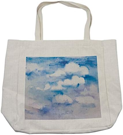 תיק קניות פנטזיה של אמבסון, נוף לשמיים מעוננים בגווני פסטל רכים צבעי מים מטושטשים תמונה שלווה, תיק לשימוש חוזר