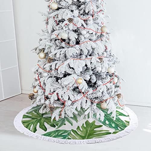 חצאית עץ חג המולד של עלה דקל טרופי לקישוטים למסיבות חג עם תחרה ציצית