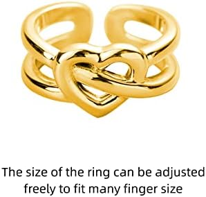 טבעת ילד יצירתי מתפתל לב צורת פתיחה טבעת מתכווננת טבעת סגנון קוריאני טמפרמנט אהבה מעודנת
