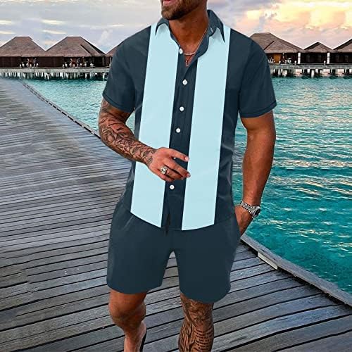 תלבושות אימוניות 2 חלקים לגברים שרוול קצר תלת מימד הדפס חולצה הוואי ותפאורות קצרות