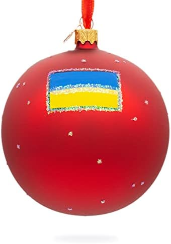 כדור זכוכית אוקראיני של אוקראינה קישוט לחג המולד 4 אינץ '