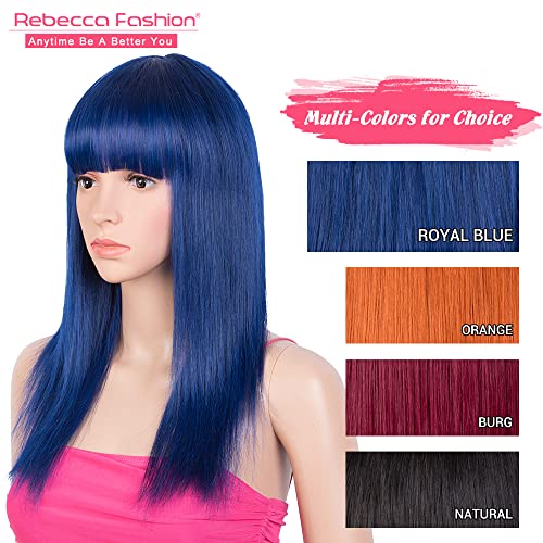 רבקה אופנה קוספליי פאות-רויאל כחול פאות עם פוני שיער טבעי 16 ישר שיער טבעי ללא דבק ללבוש וללכת פאות קוספליי צבעים שיער טבעי