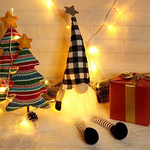 אורות גנום חג המולד השוודיים האומנים, טומה סקנדינבי עם רגליים, טיימר 6 שעות, קישוט מסיבות בית לחופשה - חבילה של 2