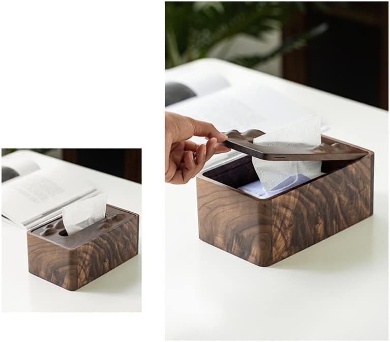 Ylyajy Creative שחור אגוז נייר קופסת נייר מלון משפחת עץ מוצק קופסת רקמות סלון קופסת אחסון מעץ רב -פונקציונלי