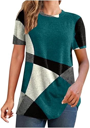 צמרות בגודל פלוס לנשים צוואר צוואר הקיץ טוניקה סוודר צבעוני רופף חולצת טי בסיסית מזדמנת