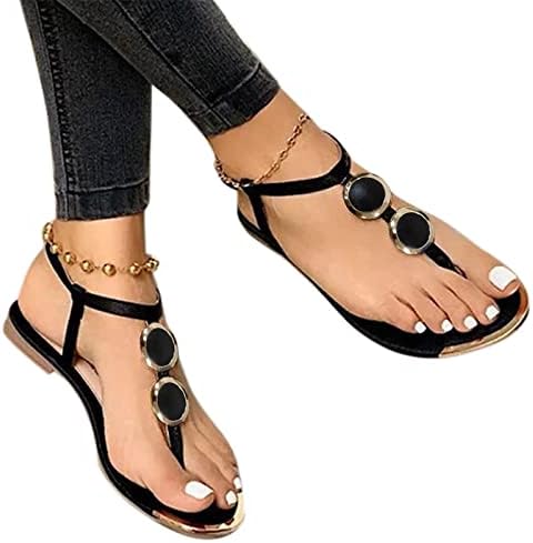 סנדלי חוף אייהו לנשים בגודל 11, נשים T רצועת סנדלים שטוחים נעליים קיץ סנדלי חוף רומאים מזדמנים כפכפים כפכפים