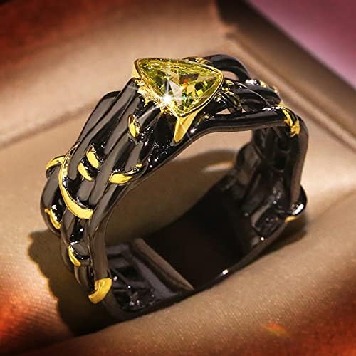 אופנה טבעת שחורה של נשים זירקוניה טבעת יהלום מעורבות טבעת נישואין שרשרת אצבעות אמצעיות לנשים