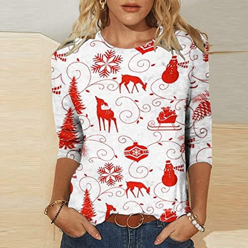 חג המולד חולצות לנשים חג המולד עץ גרפי חולצה בתוספת גודל רופף בכושר ארוך שרוול טוניקת חולצות ללבוש עם חותלות