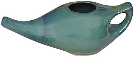 HealthGoodsin Ceramic Ceramic Neti, בטוח למדיח כלים, לניקוי האף + 5 שקית נטי מלח, ללא ידית - צבע ירוק אלגנטי