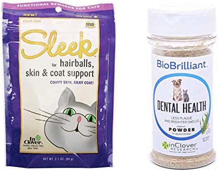 בתלתן מלוטש עור, מעיל וכדורי שיער תומכים בלעיסות רכות לחתולים ואבקת תמיכה שיניים ביו -ריליאה לכלבים וחתולים