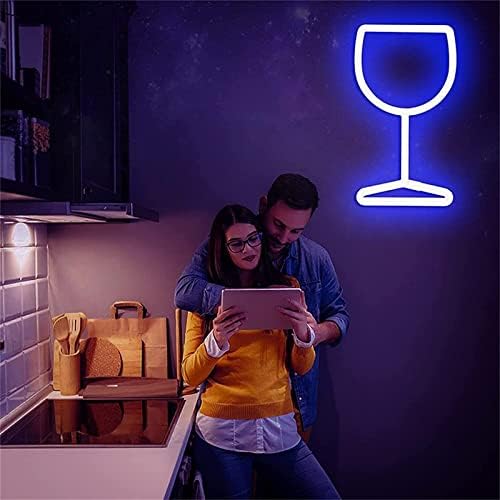 DVTEL LED זכוכית יין ניאון שלט LED דוגמנות אור אור אותיות זוהרות שלט לוח אקרילי ניאון אור דקורטיבי, 27x15 סמ, בית קפה מסעדת