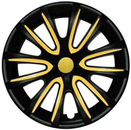 OMAC Hubcaps 16 אינץ 'עבור שברולט קרוז שחור וצהוב 4 יח'. כיסוי חישוקי גלגלים - כובעי רכזת - החלפת חוץ של צמיג מכוניות