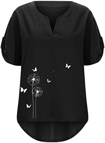 חולצות לנשימה רגוע רופף בכושר כיכר צוואר טרנדי מקרית גרפי שרוולים קיץ חולצות לנשים