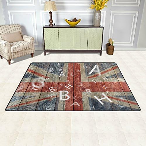 שטיח אזור ווליי, מכתבי דגל בריטים שטיח רצפה שטיח ללא החלקה למגורים של מעונות חדר מעונות עיצוב חדר שינה 31x20