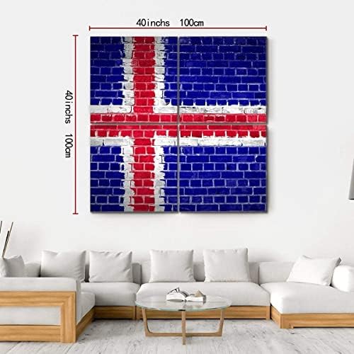 ארגו פלוס דגל איסלנד צייר אמנות קיר קיר לבנים ציור מתוח מדהים מוכן לתלות לעיצוב הבית - מושלם לקיר גלריית הסלון