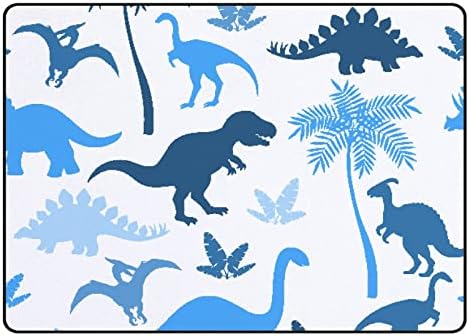 שטיחי ילדים גדולים של Xollar רך משתלת רכה זוחלת תינוקות משחקים מחצלת דינוזאור כחול צלליות שטיח שטיח לחדר סלון לחדר ילדים