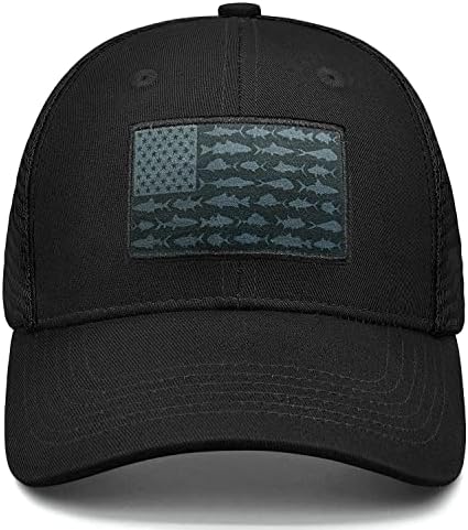 כובעי משאיות דג דגים אמריקאים - מתנות דיג לגברים - כובעי דיג חיצוניים של סנאפבק מושלמים לקמפינג ולשימוש יומיומי
