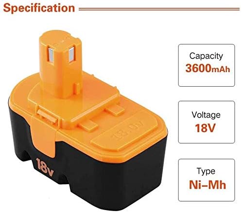 4 מארזים 3600mAh Ni-MH החלפה ל Ryobi 18V Battery One+ ו- P117 מטען עבור Ryobi 9.6V-18V Lithium Ni-CD & Ni-MH חבילות
