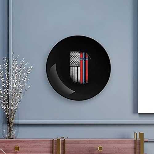 וינטג 'ארהב דגל נורבגיה עצם וינטג' סין צלחת דקורטיבית עם עמדת תצוגה עיצוב חמוד מתנה עיצוב בית