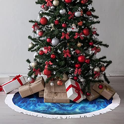 גולגולת להבה כחולה חצאית עץ חג המולד חג המולד עץ עץ מחצלת ציצים קישוטים לקישוטים מסיבת חג 30/36/48 אינץ '