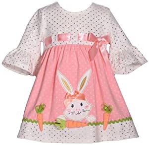 שמלת חג הפסחא של בוני ג'יין - שמלת ארנב ורוד לתינוק פעוט וילדות קטנות
