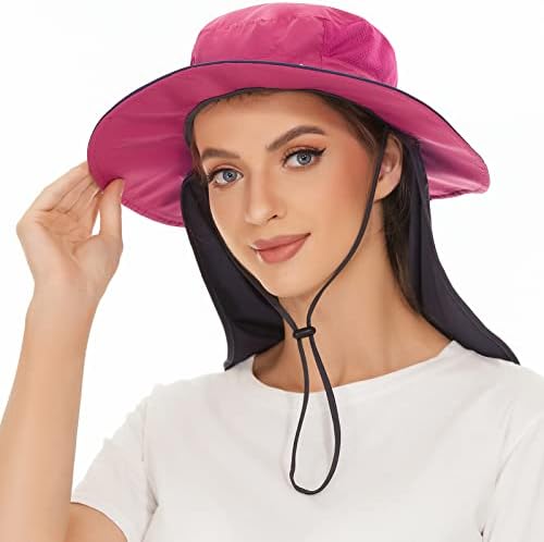 Bassdash נשים upf 50 כובע שמש עם קוקו חור צוואר דש דש מים עמיד במים חיצוניים